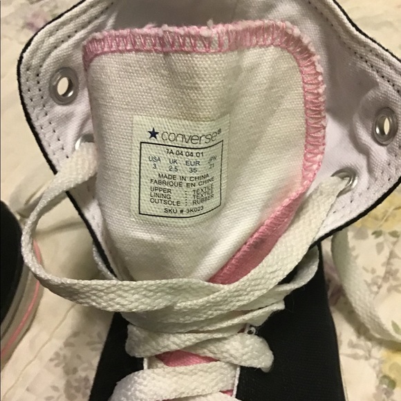 Converse Allstars High Tops Size 3 Pnk/Blk/Wht EUC - Picture 4 of 6